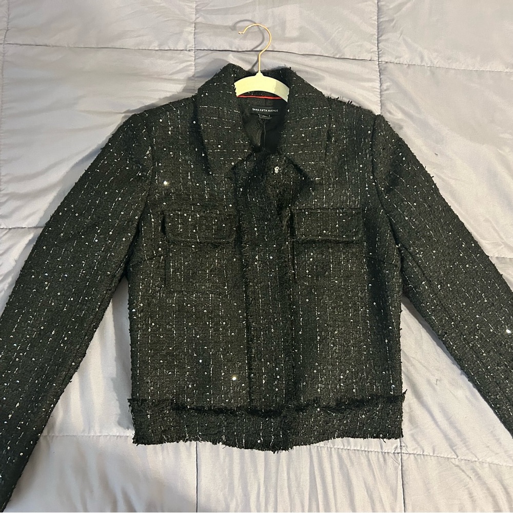 Saks Fifth Avenue Black Tweed Blazer